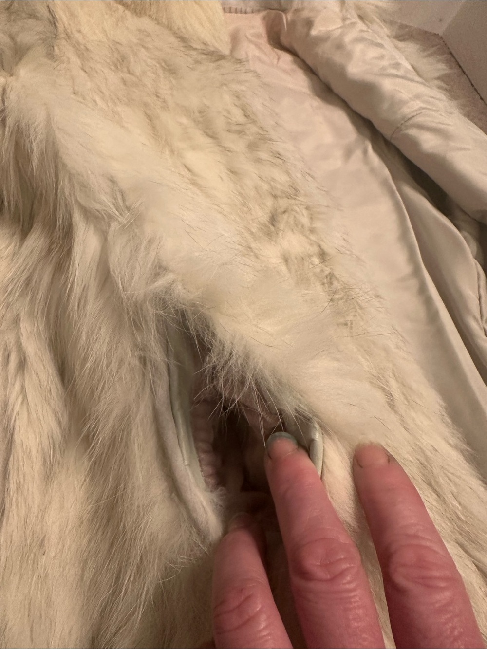 Vintage Cream Rabbit Fur Jacket - Satin Lining - Picture 6 of 6